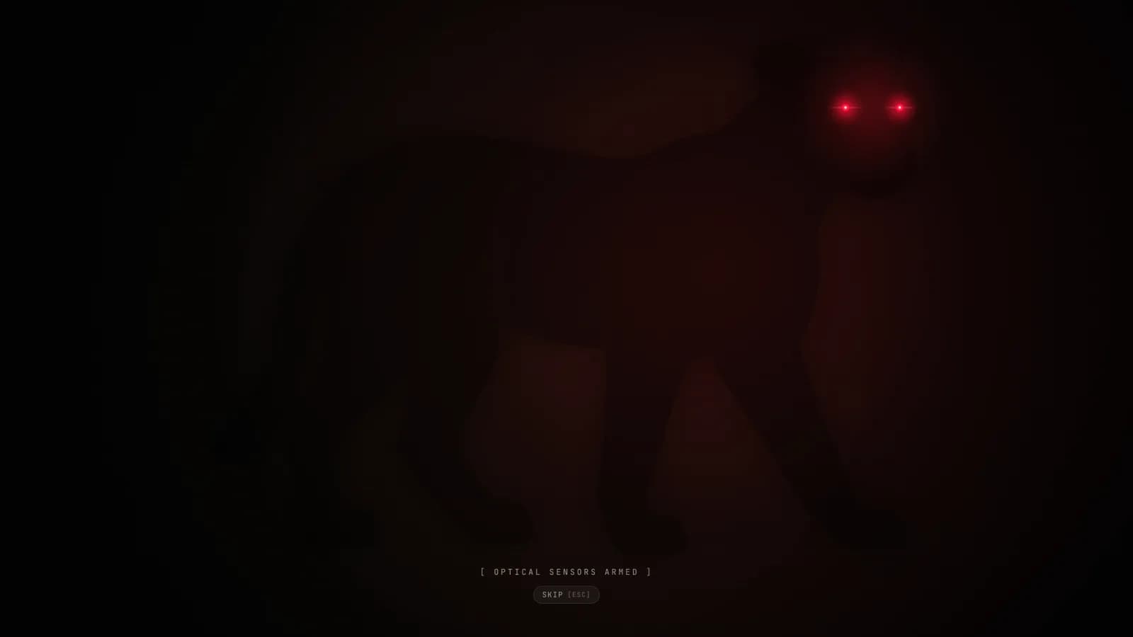 YUZ intro screen with cheetah silhouette and optical sensors armed